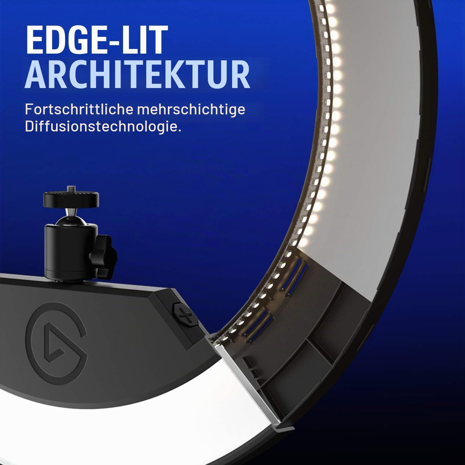 Elgato Ring Light - Hochwertige Beleuchtung in 2500 Lumen mit Tischklemme und Kugelgelenk zum Streamen, TikTok, Instagram, Home Office, Temperatur und Helligkeit per App anpassbar auf Mac, PC, Android