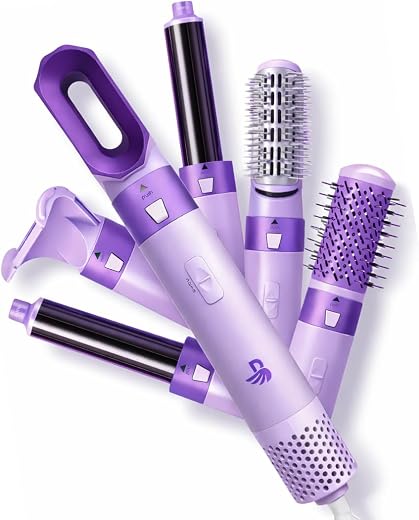 Bombae Hairess Pro 5-in-1 Hair Multistyler for Women | 1000W Hot Air Brush with Ionic tech &amp; Curling Styler with Auto Wrap...