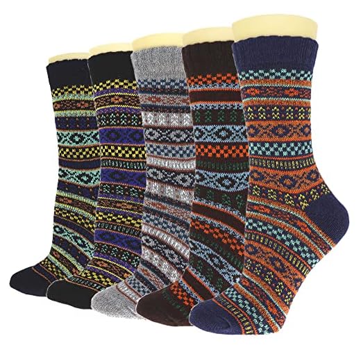 YZKKE 5Pairs Men Wool Socks Thick Thermal Hiking Winter Warm Boot Heavy Soft Cozy Socks for Cold Weather (Mul-3)