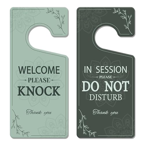 Double sided in session do not disturb door hanger sign for a therapy office