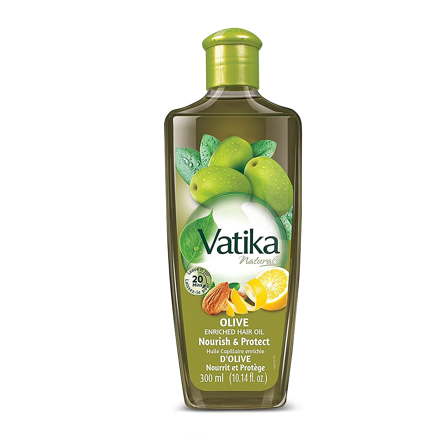 VatikaNaturals Olive Enriched Hair Oil - With Goodness Of Olive , Almond & Lemon - Vitamin A,E,F For Nourishing & Protection Of Hair - 300 ml