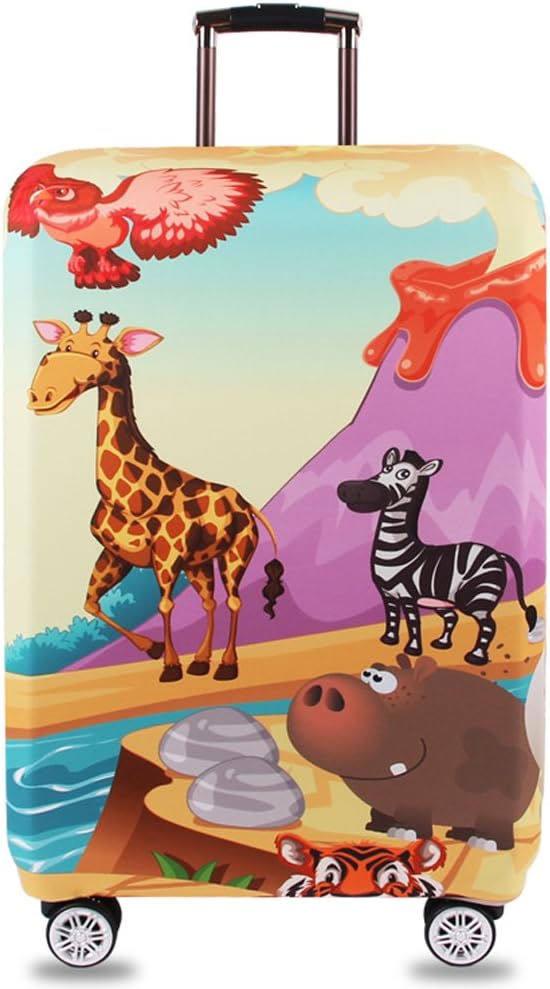 Washable Travel Luggage Cover Funny Cartoon Suitcase Protector Fits 18-32 Inch (L(25"-28" luggage), Animal)