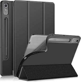 Case for Lenovo tab p12 12.7Inch 2023 TB-370FU,Soft TPU Back Shell Slim Smart with Multi-Angle Stand Cover for Lenovo Tab P12 2024 12.7" 3K Tablet,Black