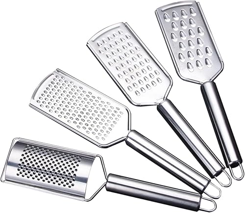 Rallador de acero inoxidable para cortador de agujeros de cocina para papas, jengibre y queso, mango antideslizante para seguridad esencial para el