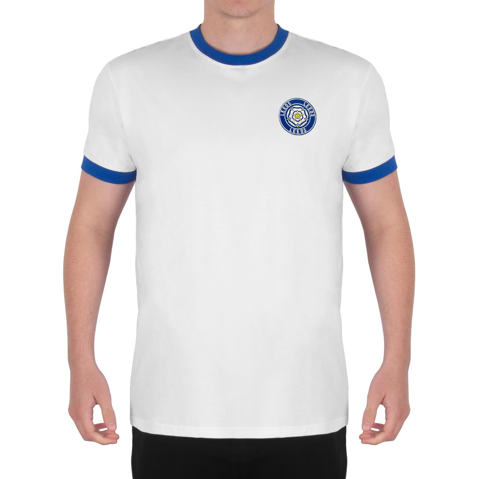 fan originals Leeds T-Shirt Mens Retro Crew Neck Rose White XXL