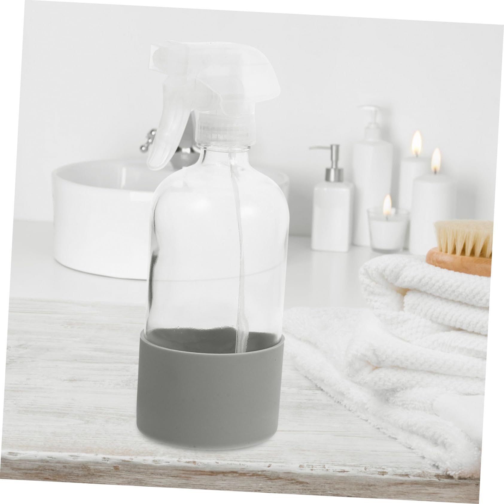 Homoyoyo 3 Stück Leere 500ml Glas Sprühflaschen mit Rutschfestem Silikonboden Wiederbefüllbar Feiner Sprühnebel für Pflanzenpflege Küche und Garten