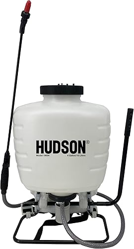 Hudson Rociador de mochila de 4 galones con bomba de pistón, rociador de césped y jardín de alta resistencia con boquilla ajustable, cómodas correas