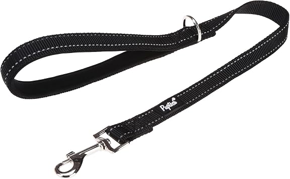 PUPTECK Reflective Dog Leash with Comfortable Padded Handle Durable Nylon Dog Lead for Small Medium and Large Dogs Cats Walking Running Training Outside, Black