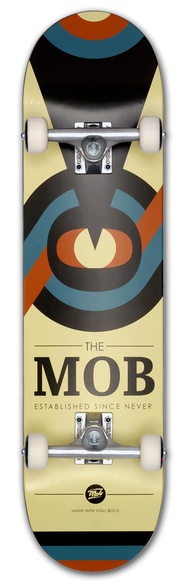 Mob Skateboard Eyechart 8.0 Complete - Komplettboard 31.875 x 8 Zoll - Holzboard aus 7 Schichten Ahornholz - fertig montiert - Anfänger und Profi Skateboard für Jugendliche, Erwachsene - Auge
