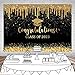 Mocsicka Black and Gold Graduation Backdrop Congratulations Class of 2023 Photography Background Vinyl 2023 Graduation Party Decorations Congrats Grad Cake Table Banner (Black Gold, 7x5ft)