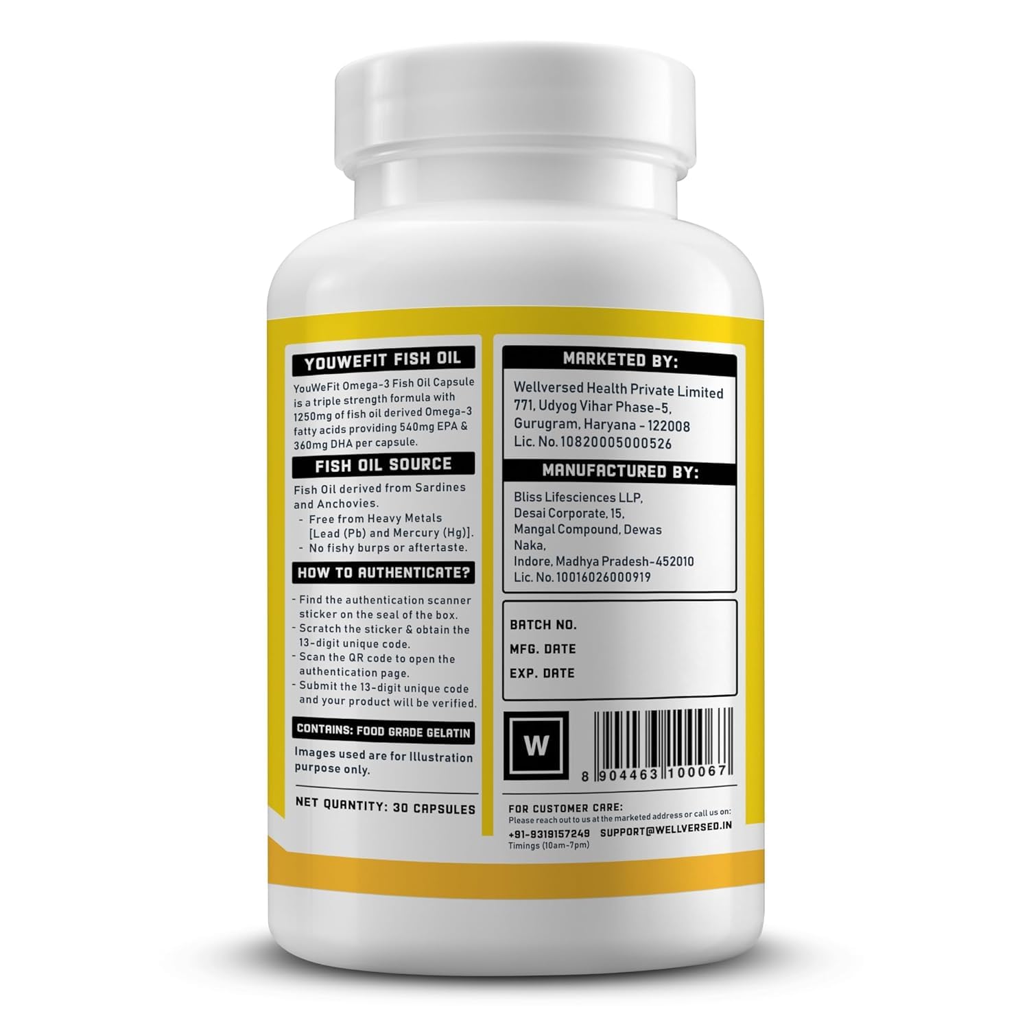 YouWeFit Triple Strength Omega 3 Fish Oil Capsules - 30 Soft Gels With 540mg EPA & 360mg DHA To Support Heart & Joint Health | Omega 3 Supplement 1250mg — Amazon image 8