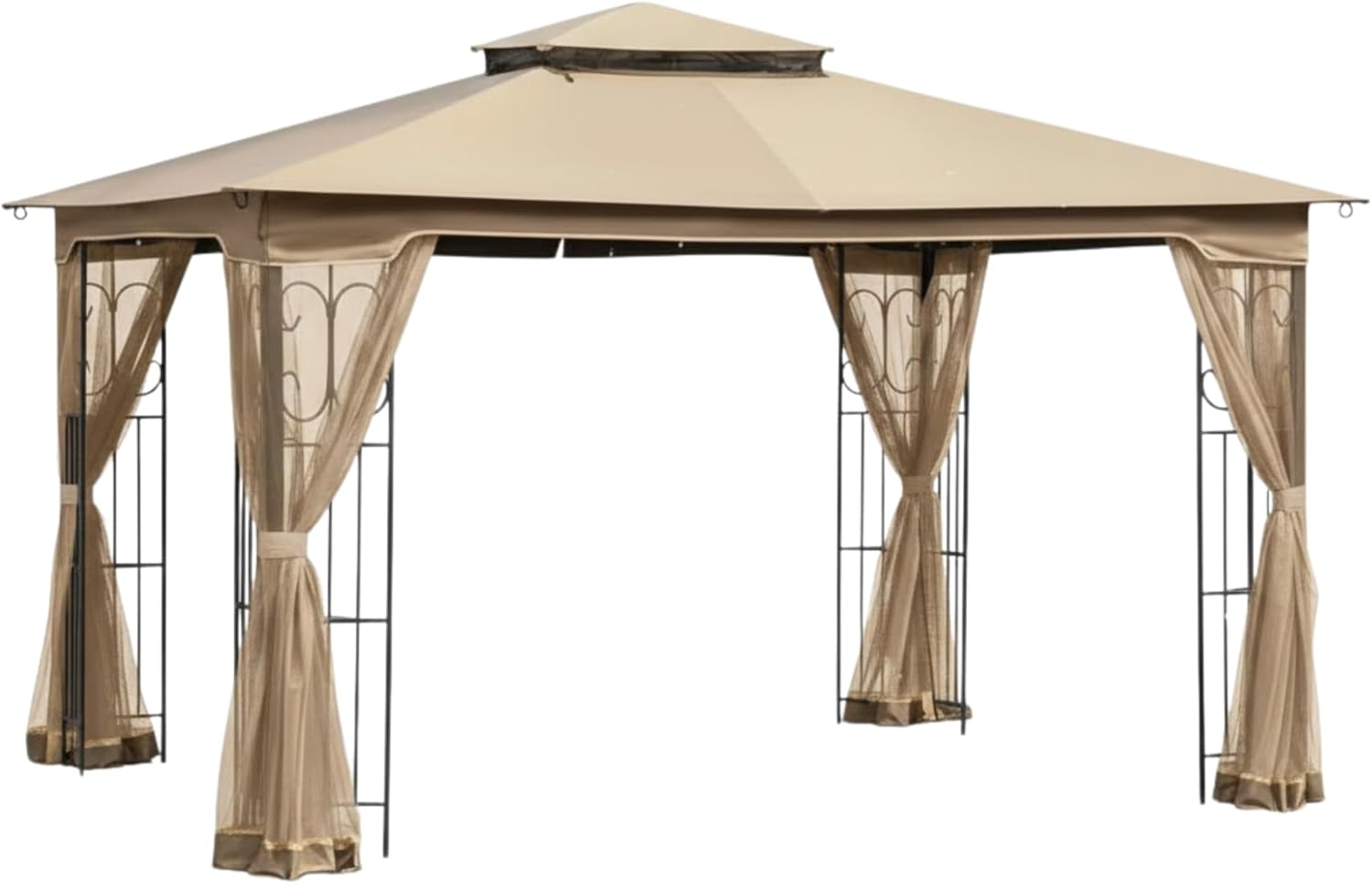 Garden Winds Reinforced RipLock 350 Replacement Canopy Top Netting Set Compatible with Regency II 10' x 12' Gazebo Model L-GZ798PST - Beige