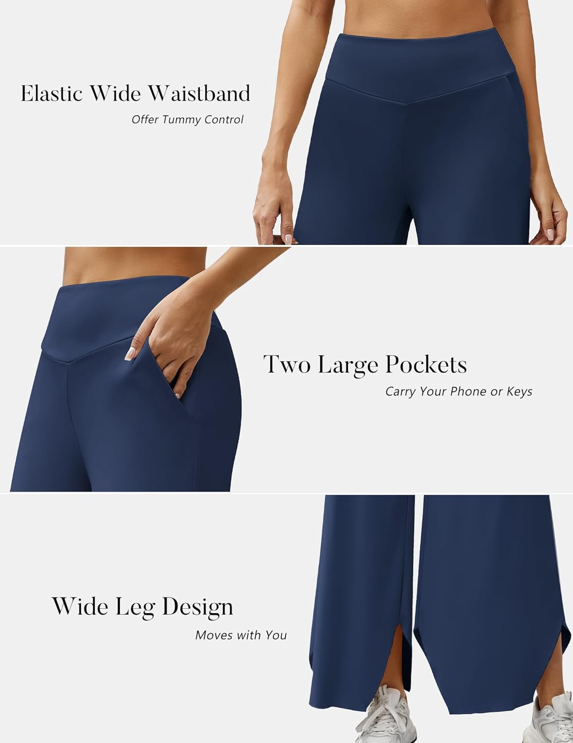 Women's Wide Leg Pants Yoga Sweatpants Casual Loose Comfy High Waisted Sports Athletic Lounge Pants with Pockets Dark Navy XXL - Image 6