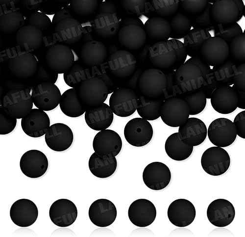Miniatura 2 de LANIAFULL - 55 cuentas de silicona, cuentas de silicona de 0.591in, cuentas redondas de silicona a granel para kit de fabricación de llaveros,