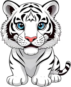 Cute White Tiger Vinyl Car Sticker Waterproof Decal for Laptops Cars and Water Bottles Scratch Resistant Easy to Peel Durable d088
