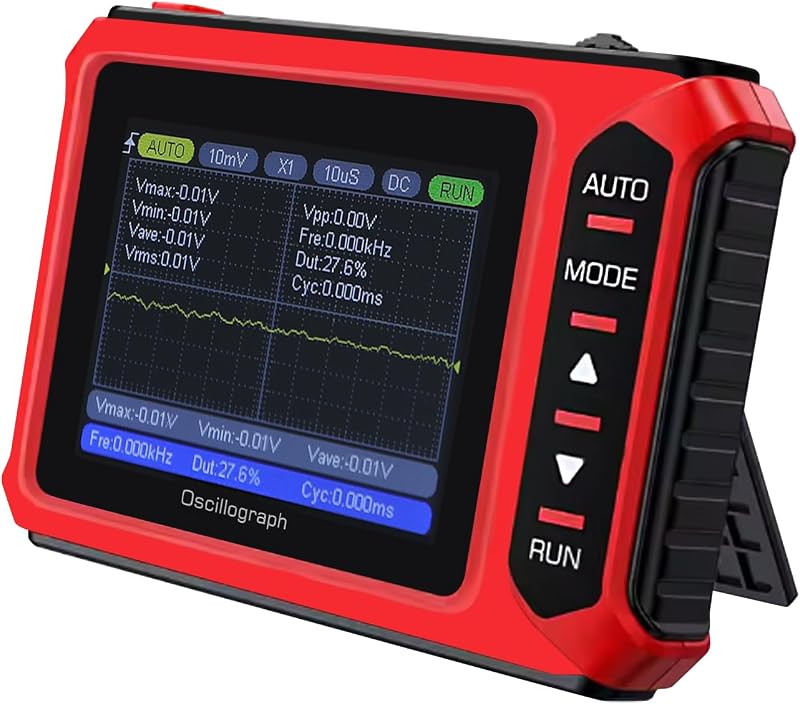 Handheld Digital Oscilloscope 2.8" Portable Automotive Oscilloscope Kit, 10MHz Bandwidth/48MS/s, Auto/Normal/Single Trigger, DDS Signal Generator (14 Waveforms) Mini Oscilloscope