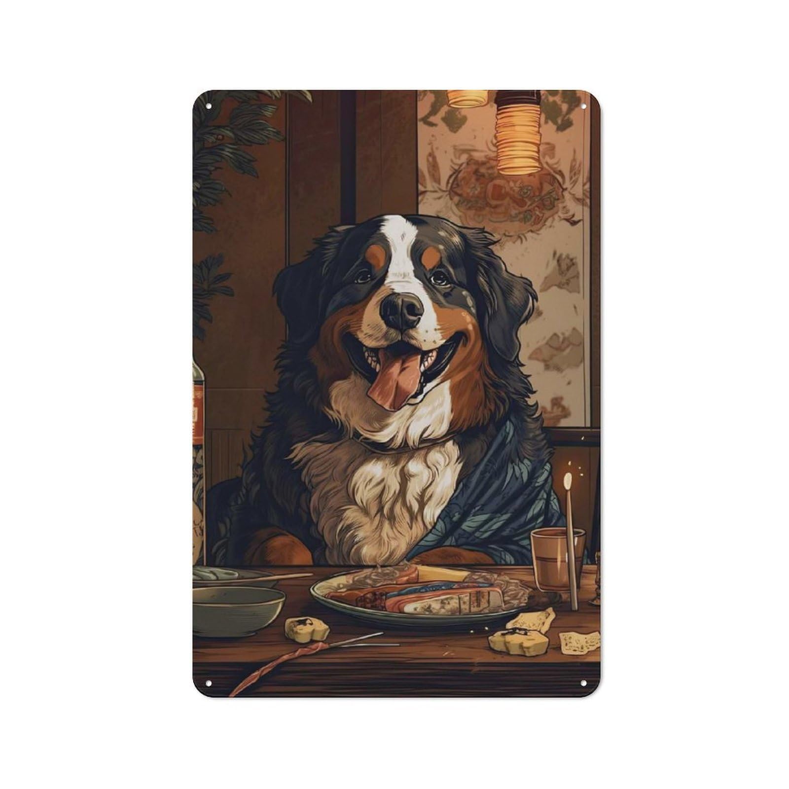 Junmoney Style-23 Bernese Mountain Japanese Smart Metal Wall Decor 30X20cm, Office Metal Sign For Office, Study, Studio Or Hallway