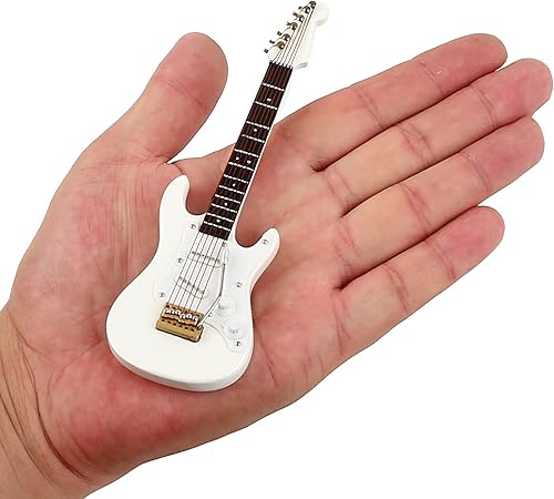Miniatura 2 de Dselvgvu - Guitarra eléctrica en miniatura de madera con soporte y estuche, mini instrumento musical, modelo de casa de muñecas en miniatura, regalo