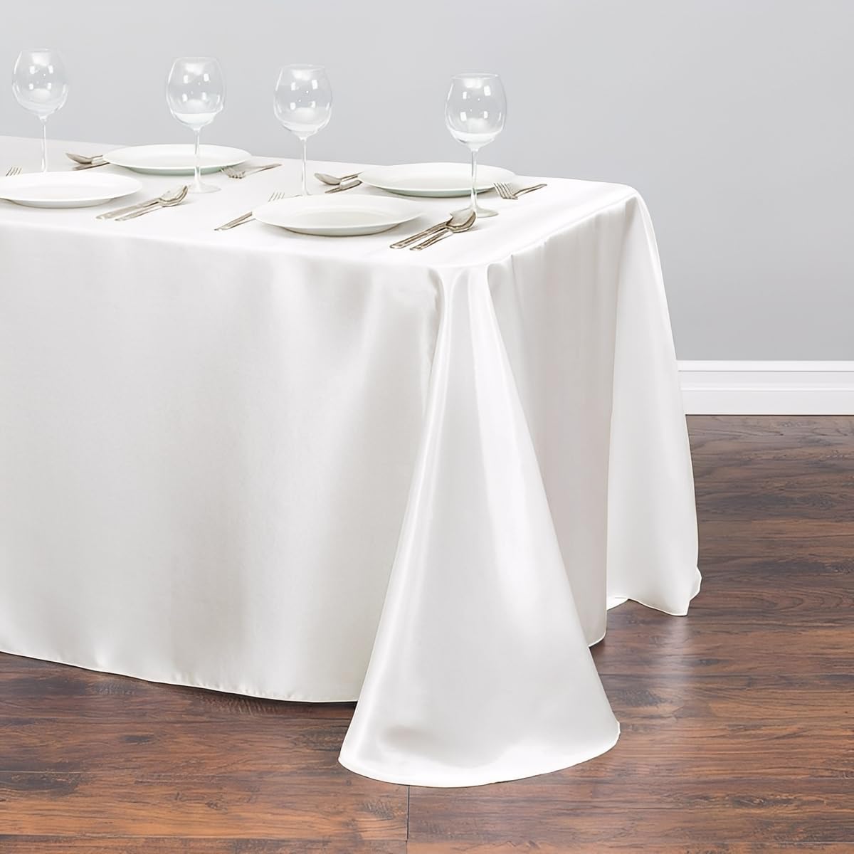 Chickwin Solid Colors Satin Tablecloth Rectangular Silky Table Cloth Washable Polyester Fabric for Indoor Outdoor Weddings Hotel Restaurant Banquet Table Decoration (Beige,145x366cm)