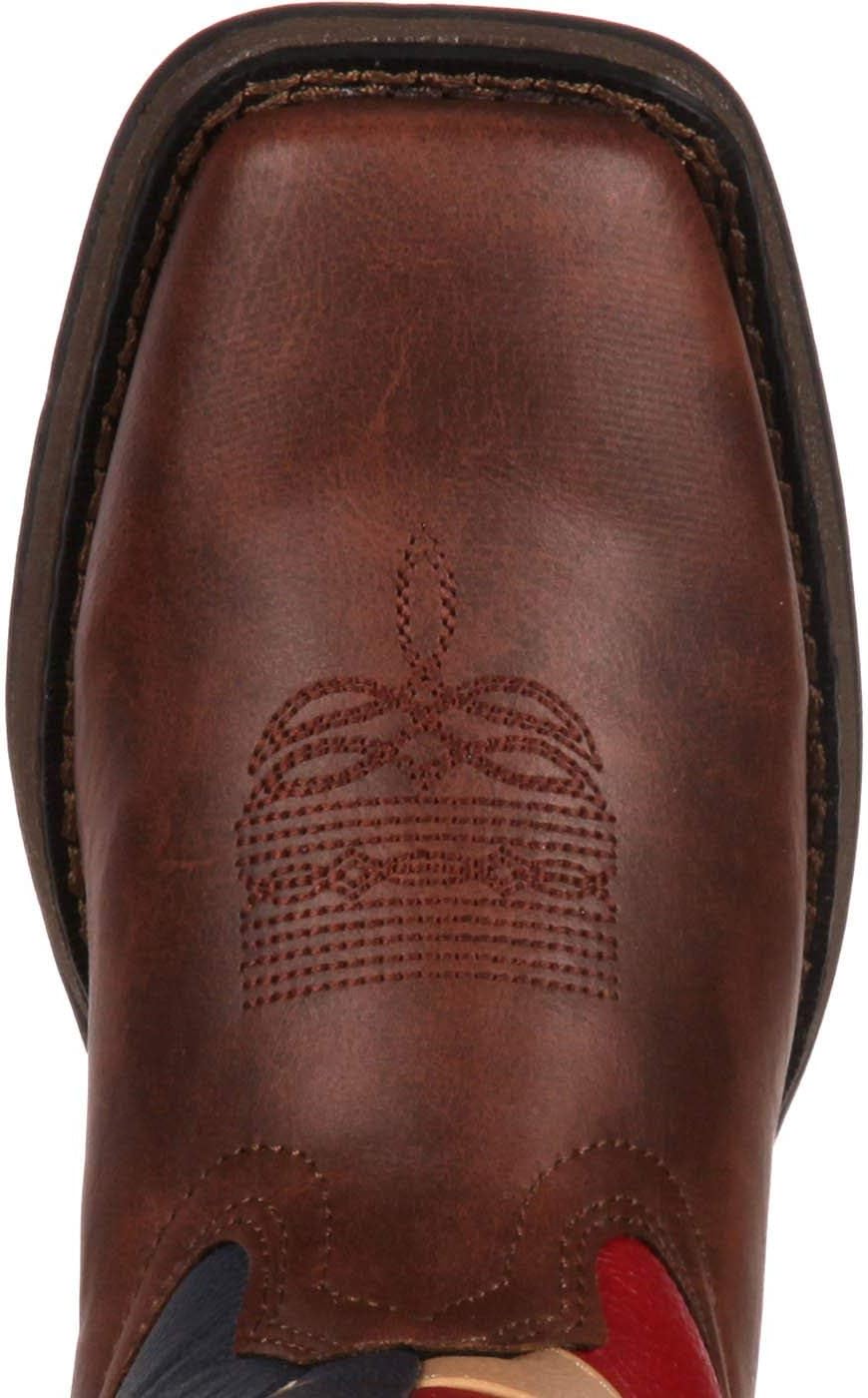 Durango Kid's Patriotic Western Flag Boot, top-down view of toe