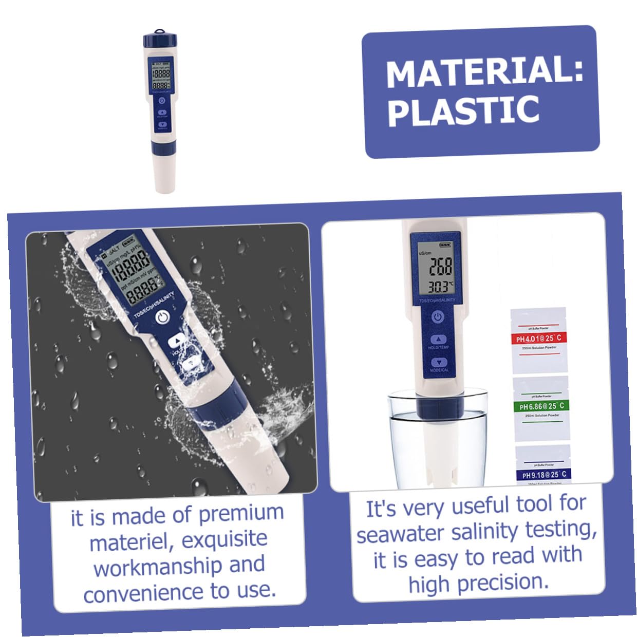 Healvian Digitaler Salzgehaltmesser für Meerwasser mit LCD Anzeige Kunststoffgehäuse Schnelles und Genaues Messergebnis für Aquarien und Fischbecken