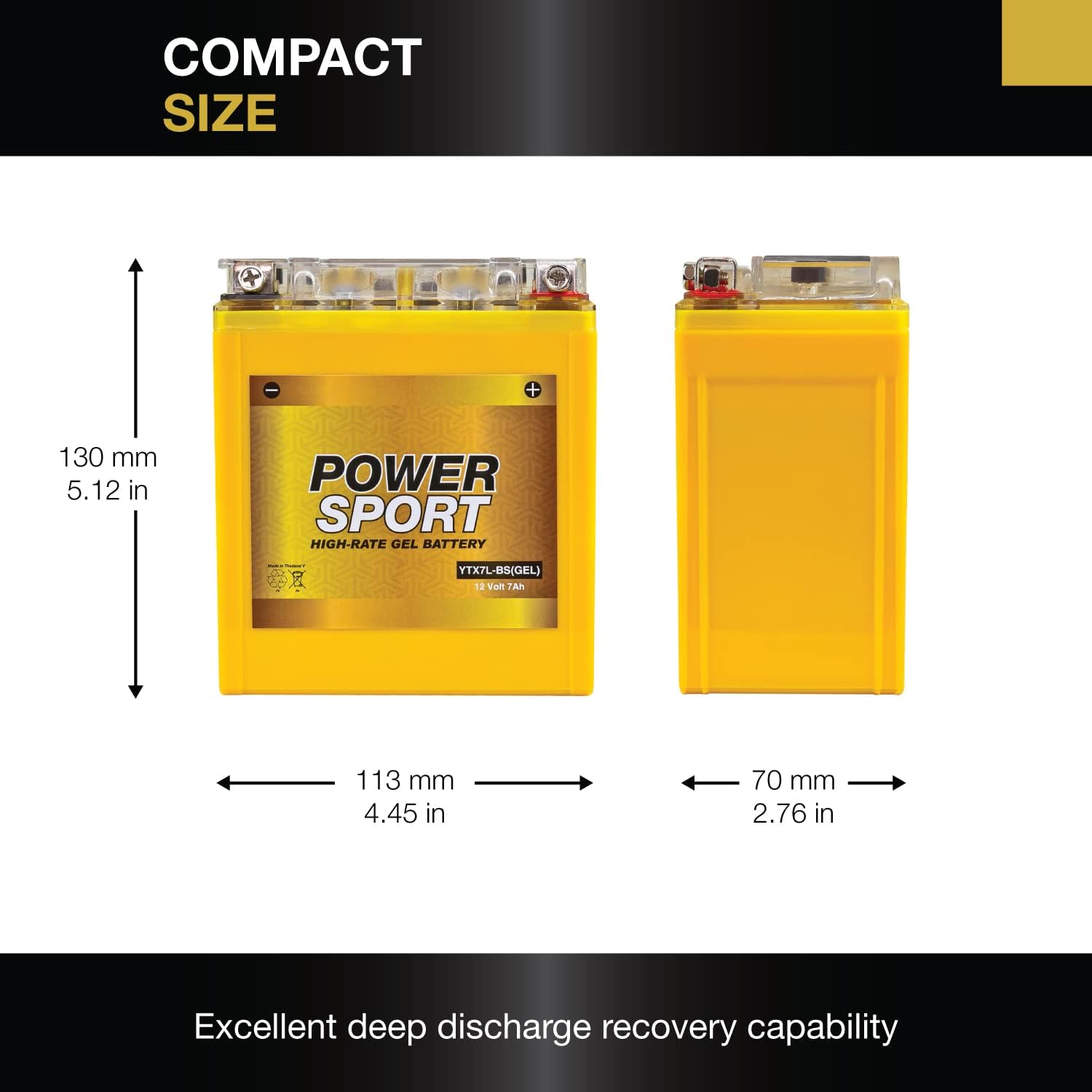 ExpertPower YTX7L-BS GEL Battery 12V 7AH, Maintenance-Free, Rechargeable, Gel Electrolyte, Suitable for Motorcycles, Snowmobile, Scooter & PowerSport Applications, Nighthawk, CBR300R