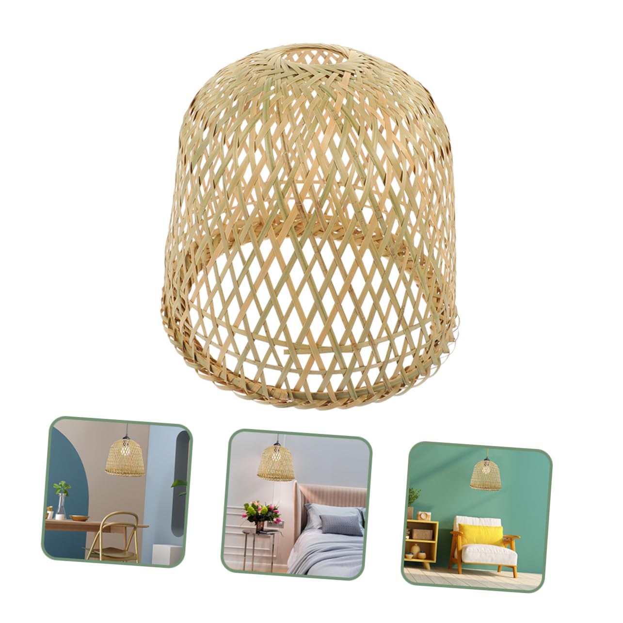 DOITOOL 2 Pezzi Coperchio della lampada da tavolo in bambù lampada da tavolo in vimini decorazioni da appendere per la casa lampadario sospensione lampada sospensione paralume in paglia