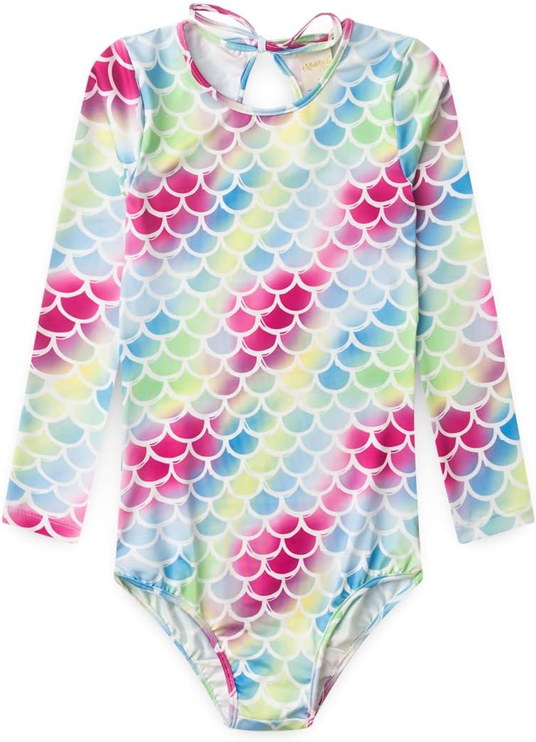 Maiô Biquíni Infantil Menina Pink Com Mangas e Amarração nas Costas Sereia