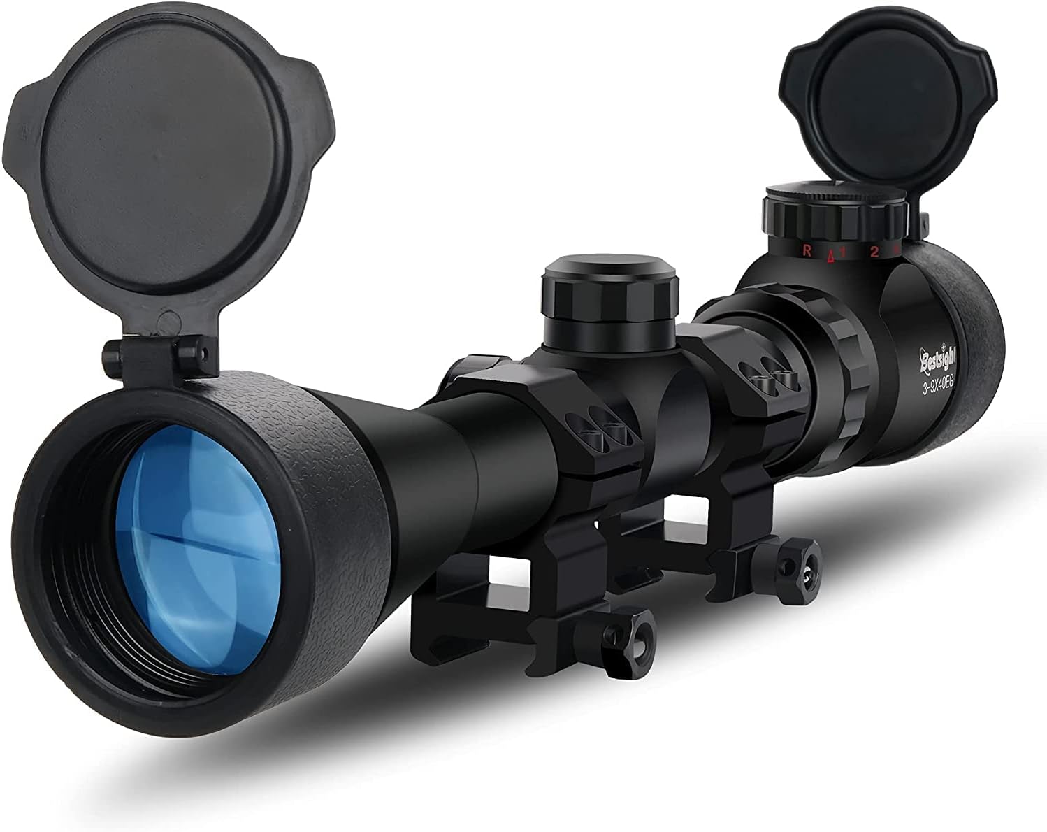 BESTSIGHT 3-9X40 Rifle Scope,Red & Green Illumination System,Rangefinder Reticle Riflescope for Hunting with 20mm