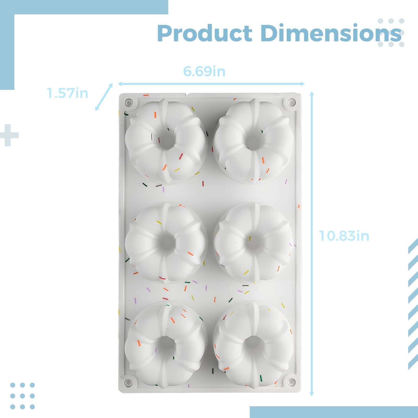 Lot de 2 moules mini bundt cake en silicone, moule de cuisson à 6 cavités pour mini gâteaux cannelés, design citrouille pour Pâques, mousse, gelée, dessert, bonbons, 27,5 x 17 x 4 cm