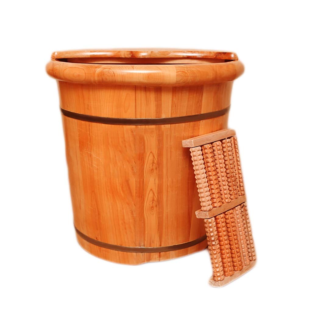 Drewniane wiadro do kąpieli stóp Cedrowa wanna do stóp, drewniana wanna do stóp, domowa wanna do stóp, wanna do masażu stóp, zakryta wanienka do stóp, prezent dla zdrowia w domu, 40 cm Super łatwy w