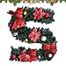 Produktbild Jo113nnye 1.8M Weihnachtskranz Girlande mit Red Blume Bogen Weihnachtsgirlande für Treppen Kamine Künstliche Christbaumschmuck (Red)