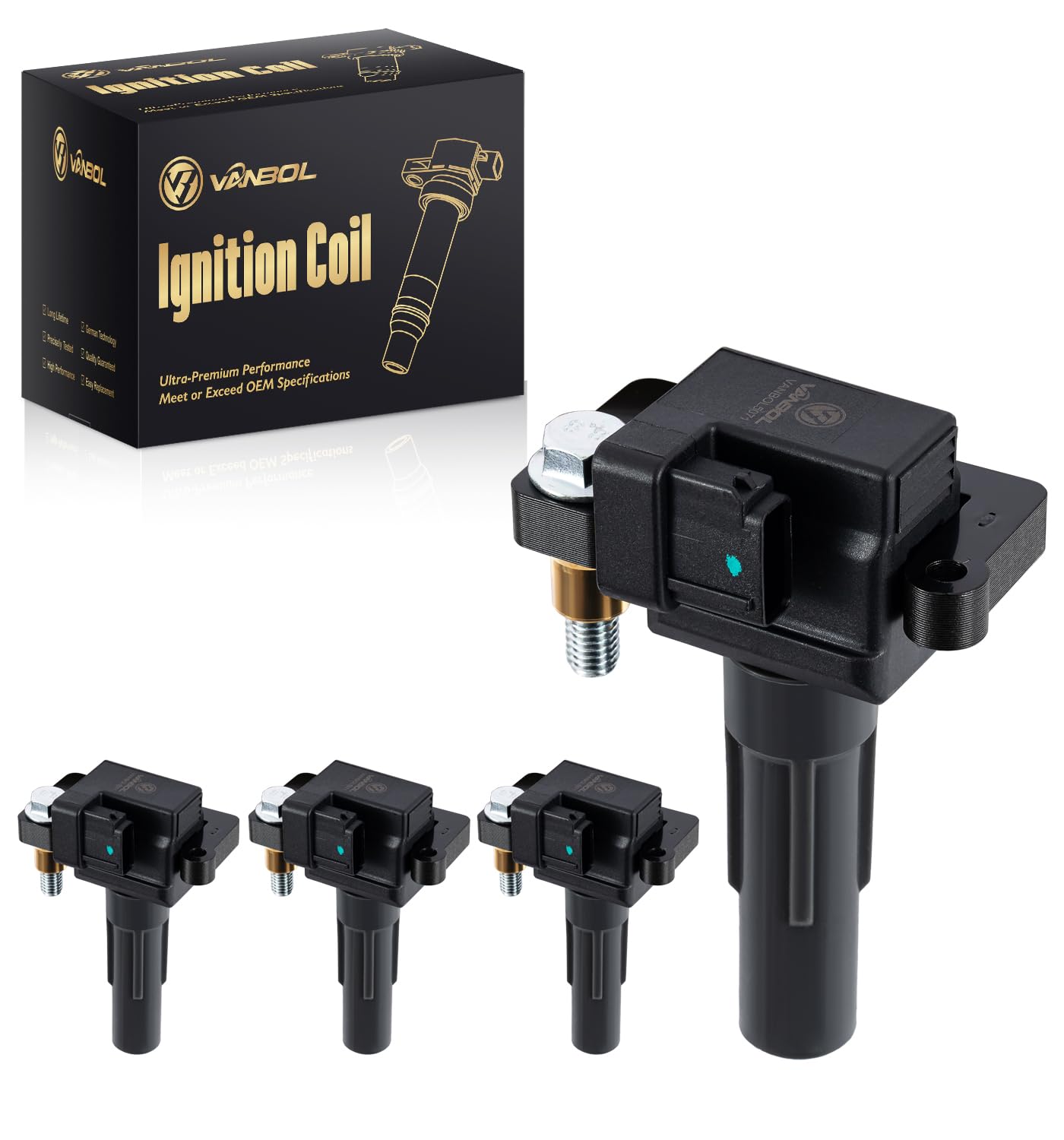 Photo 1 of VANBOL Set of 4 UF665 Ignition Coil Pack Compatible with Compatible with 2011-2013 Subaru Forester 2011-2014 Impreza 2010-2012 Legacy 2012-2014 WRX 2013-2021 WRX STI H4 2.5L Replace UF738 22433AA600