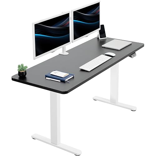 VIVO Electric 60 x 24 inch Stand Up Desk, Height Adjustable, Black Top White Frame, Home and Office Furniture Sets, DESK-KIT-W06B