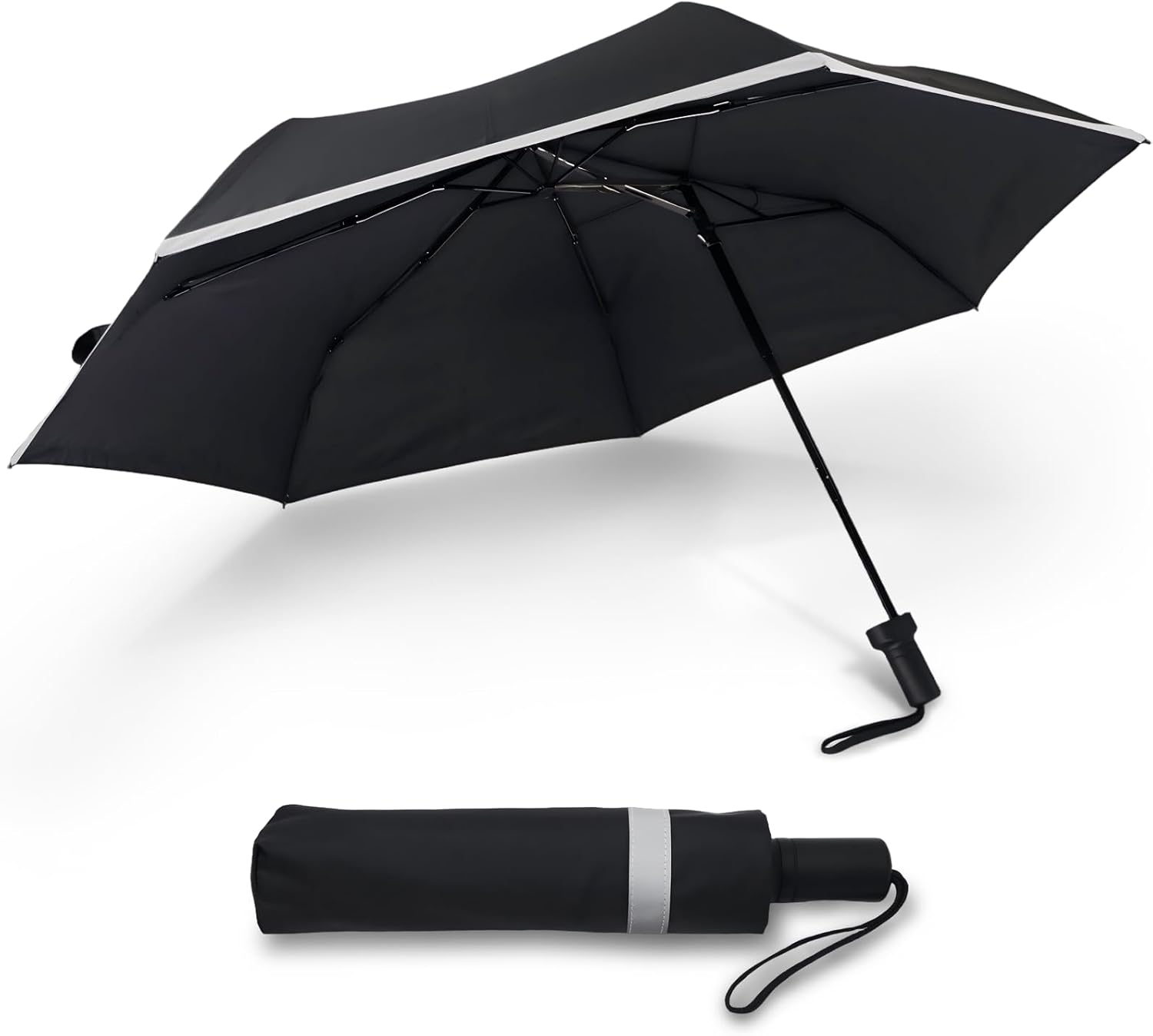SideShaft Windproof Folding Umbrella for Travel: Eccentric Umbrellas Compact & Durable - Offset Umbrella with Strong Fiberglass Frame & Waterproof Canopy - Portable Umbrella For Man with Backpack