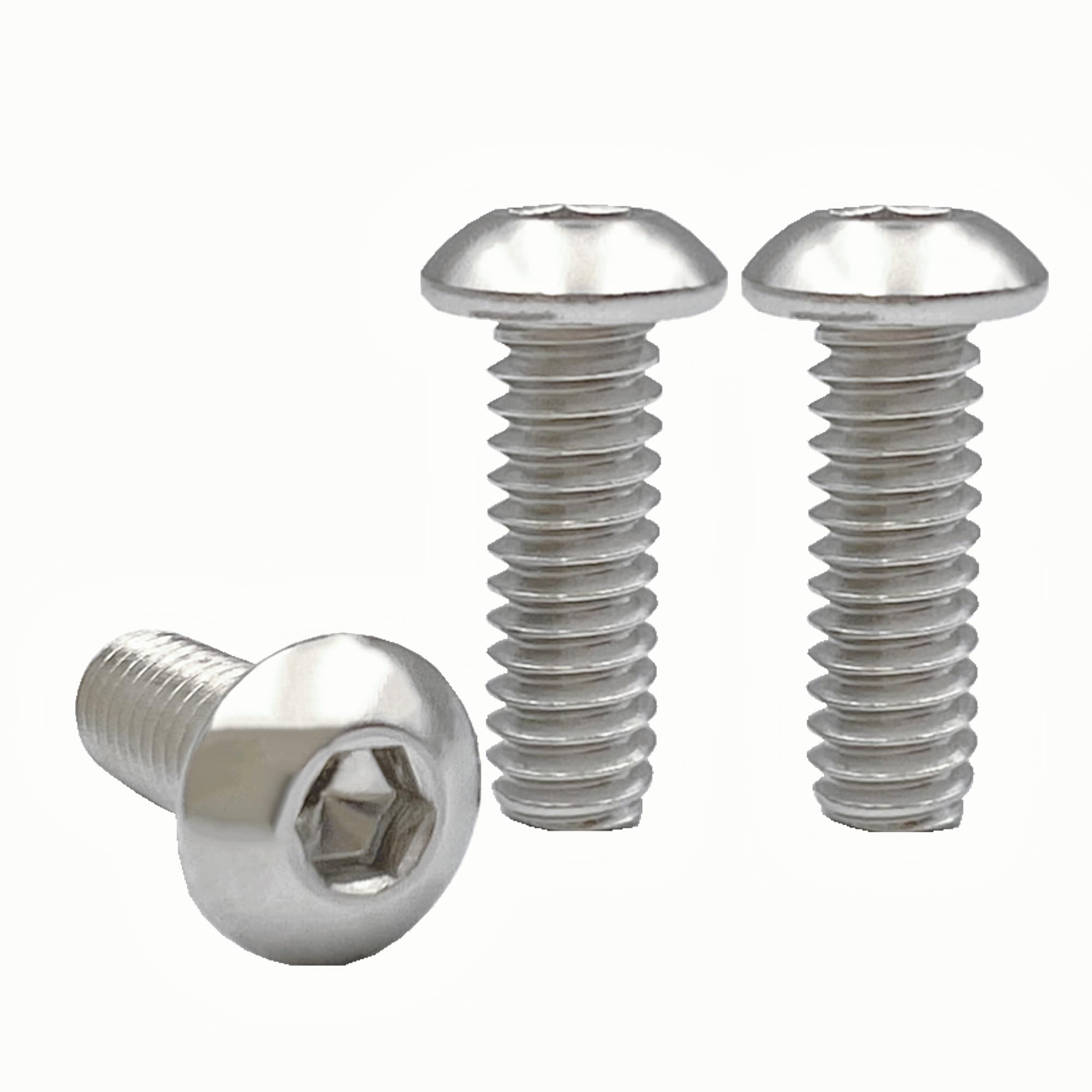 1/4-20 x3/4" Button Head Socket Cap Bolts Screws,304 Stainless Steel 18-8,Bright Finish,Allen Socket Drive，Fully Machine Thread 50pcs (1/4-20 x 3/4")