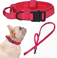 Vista 59 de Xqpetlihai Juego de collar y correa táctica para perro, collar ajustable de nailon militar para perro con mango de control y hebilla de metal