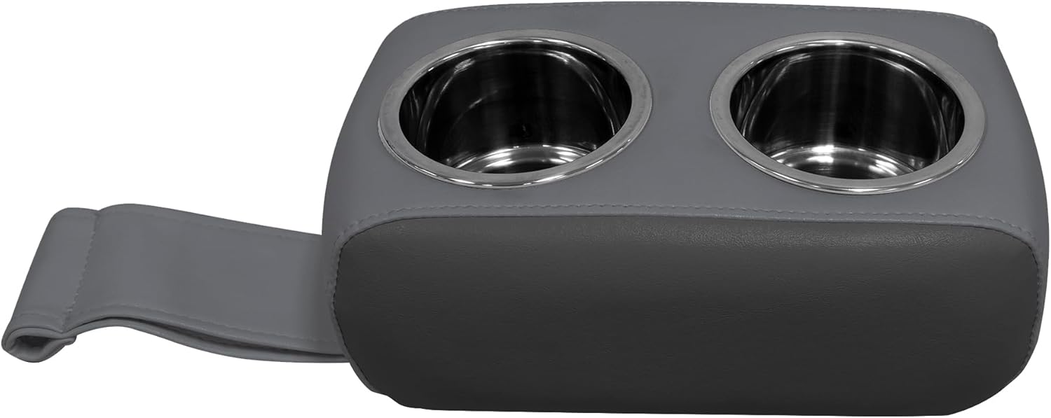 Wise 3059-1890 Pontoon Double Drink Holder with Stainless Steel Cup Holders, Slate/Dark Neutral