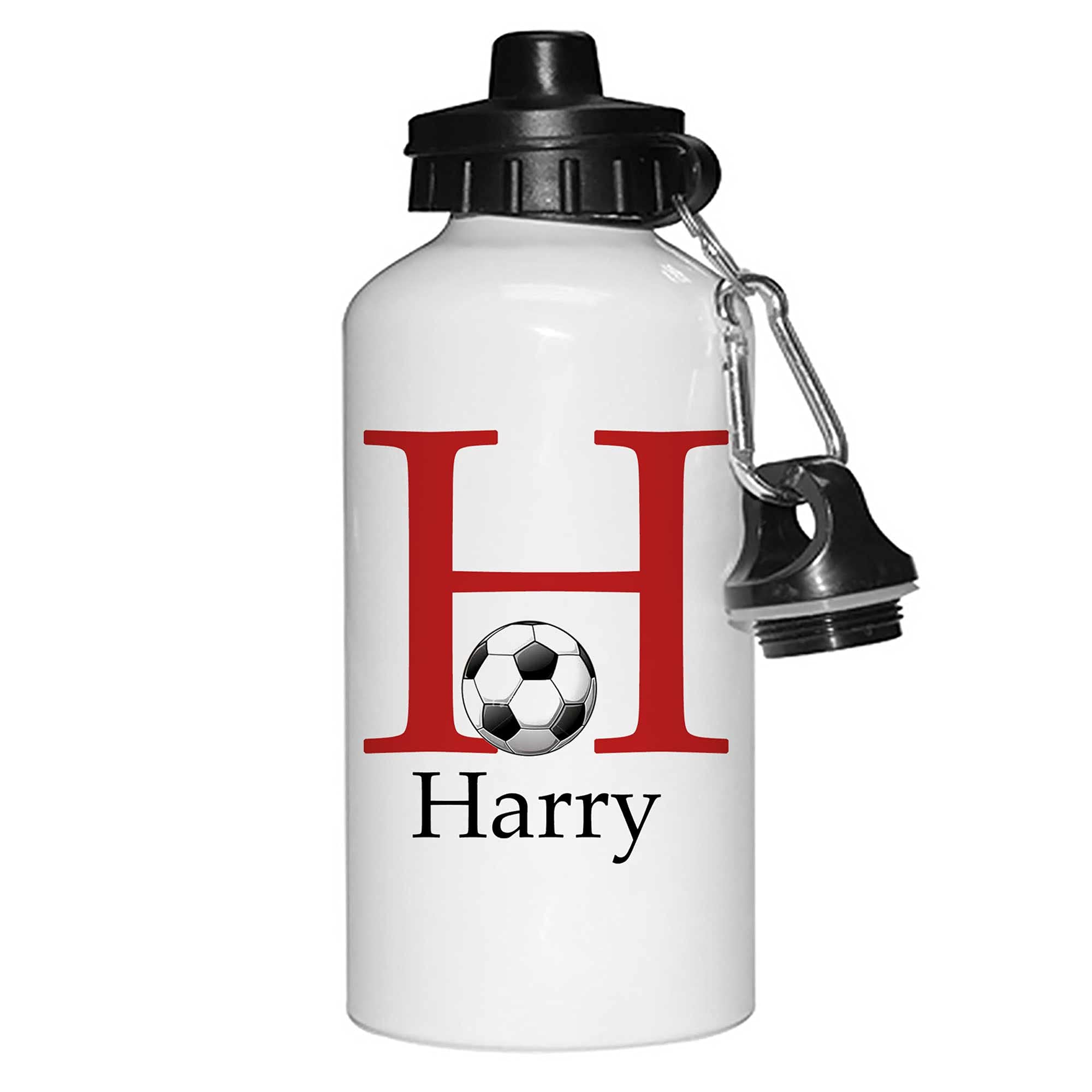 Tigerlilyprints Personalised Aluminium Water Bottle for Boys – 400ml –Kids School Sports Bottle, Metal print on both sides - more designs (Football I Re) — image 1