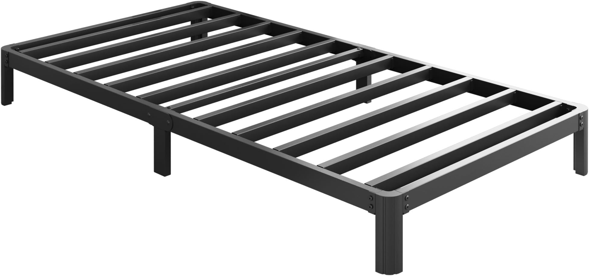 8 Inch Twin Bed Frames No Box Spring Needed, Heavy Duty Metal Twin Size Platform Bed Frame with Rounded Corner Legs, Easy Assembly, Noise Free, Black