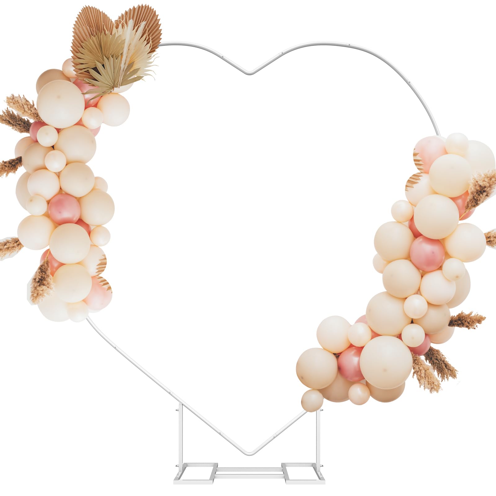 6.6FT Heart Arch, Balloon Arch Stand, 6.6ft Heart Arch Stand for Proposal, White Heart Shape Metal Wedding Arch Stand for Ceremony, Valentine, Birthday Parties, Baby Shower Decoration