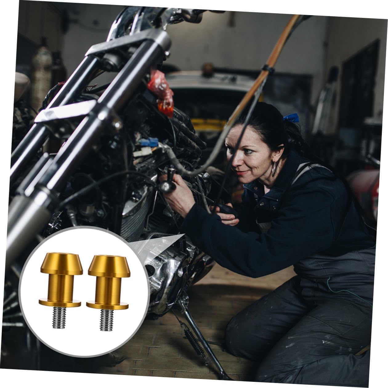 4pcs Motorcycle Swing Arm Spools Slider Stand Screws Cnc 8mm Gold Motorbike Swingarm Bobbins Replacement for Powersports Frame Parts
