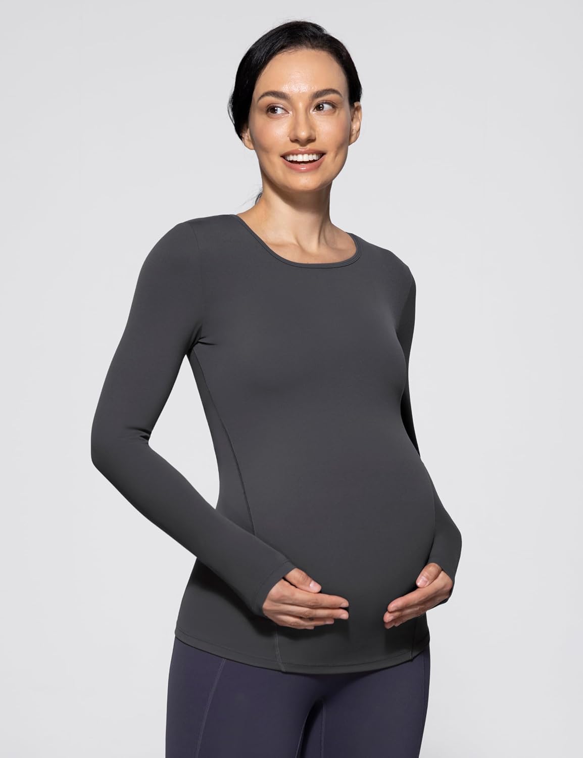 POSHDIVAH Women's Maternity Long Sleeve T Shirts Scoop Neck Pregnancy Tee Top Mama Clothes - Image 2