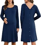 Ekouaer Femmes Soins infirmiers/livraison/Labor/Hôpital Nightdress Maternité à manches courtes Chemise avec bouton S-XXL