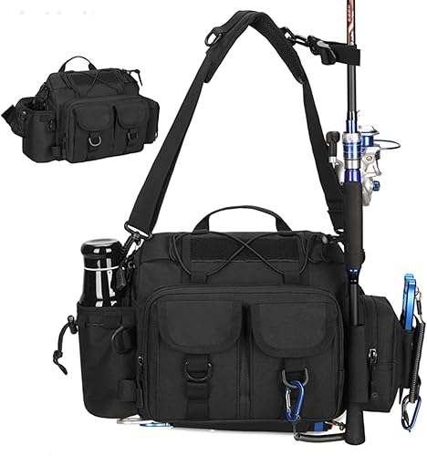 Miniatura 6 de Bolsa de pesca creativa Bolsa organizadora de equipo de pesca Bolsa de pesca senderismo camping bolsa de equipo de pesca Regalo para hombres, Marrón