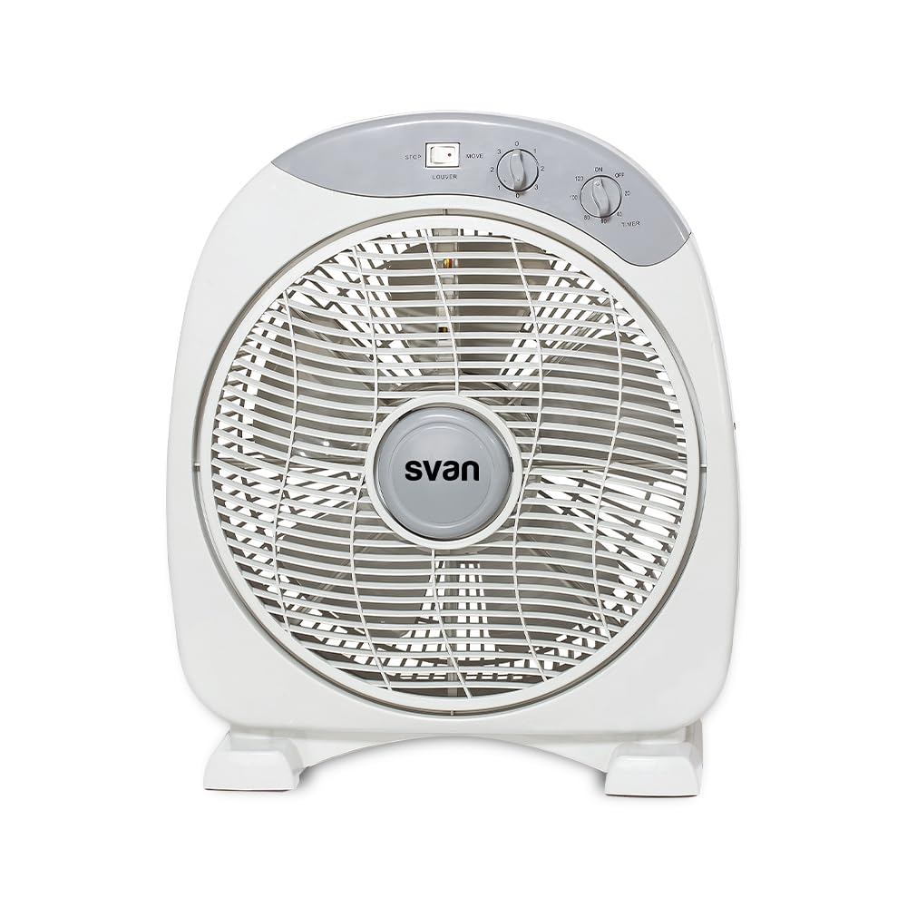 Svan Ventilador de Suelo Gris 12", 35 W, SVS351200. Temporizador de 60 min, 5 Aspas, Control Manual