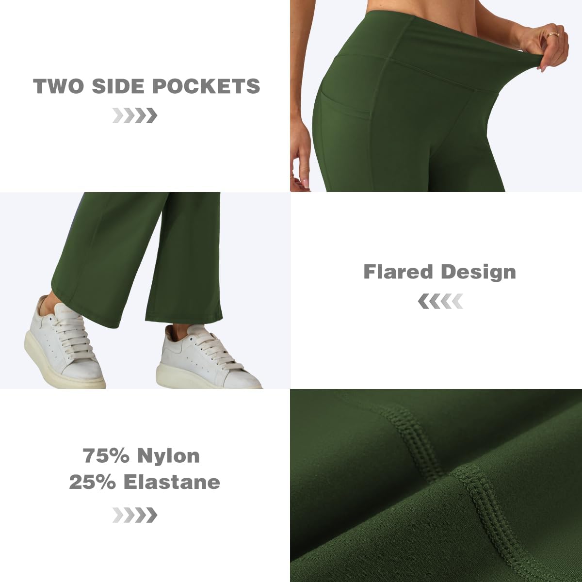 Petite Flared Yoga Pants for Women Wide Leg Side Pockets High Waist Stretchy Bootcut Loose Sweatpants Casual Workout - Image 5
