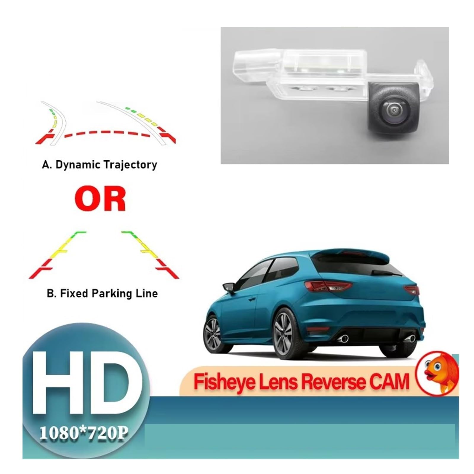 Camara Marcha Atras Cámara Visión Trasera Ojo Para SEAT Para LEON MK3 5F 2012-2019 2020 HD 1080 * 720 Aparcamiento Marcha Atrás Monitor LCD Cámara Visión Trasera(Camera,A)