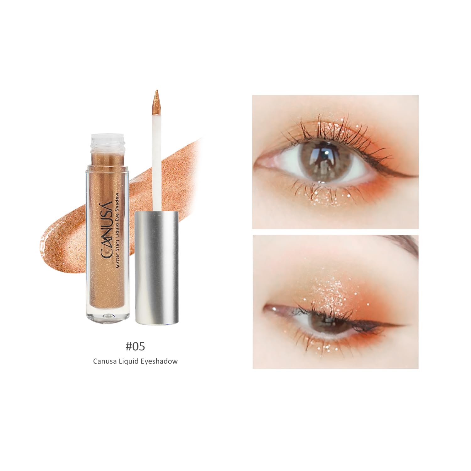 Canusa Liquid Glitter Eyeshadow & glitter eyeshadow that shimmers like shattered glass in every angle /2g/0.07 Fl Oz (Camel / 05) - Image 4