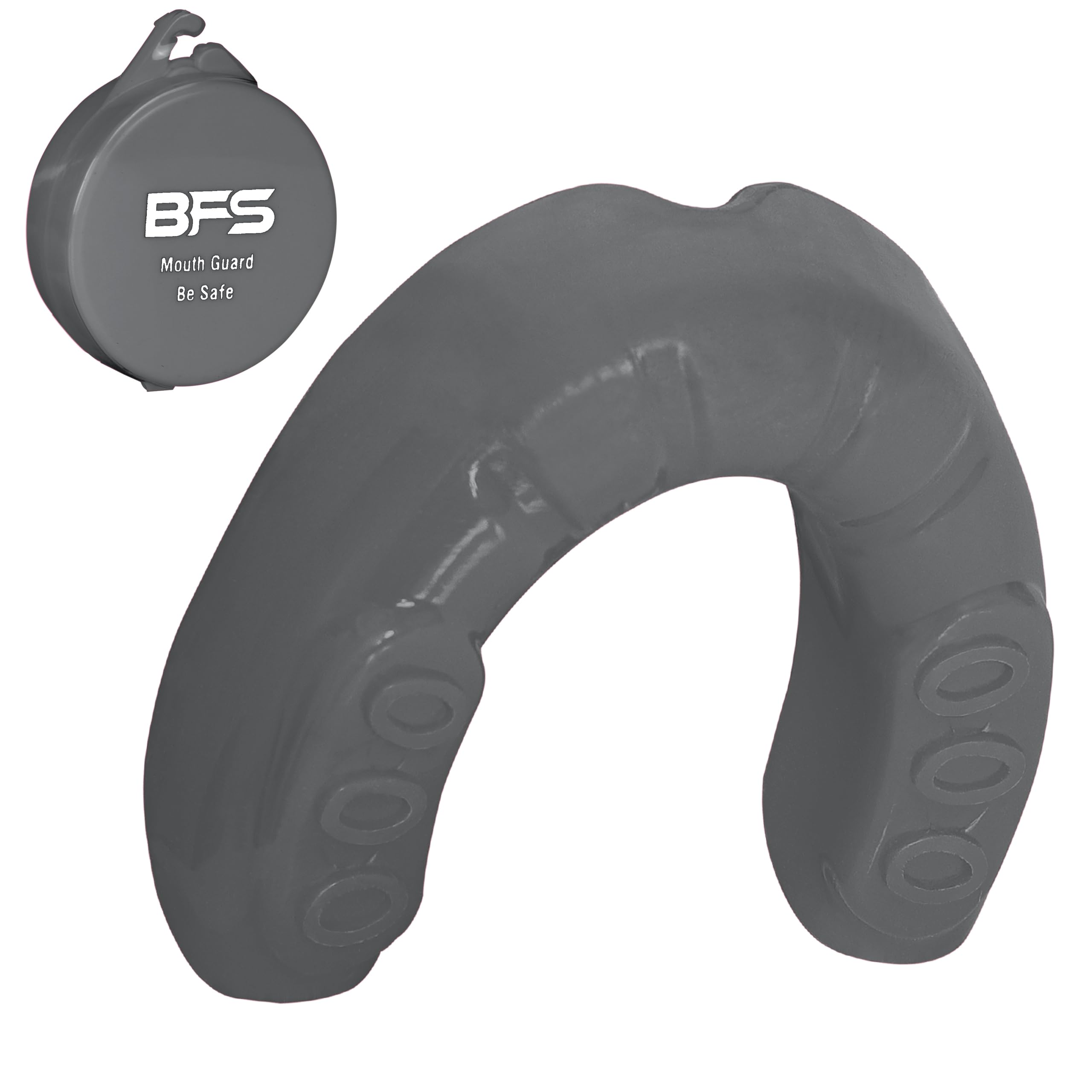 BFS IMPEX Adult Mouth Guard for Sports – Gum Shield with Case for Boxing, MMA, Rugby, Karate, Football & More – Protective Teeth Guard for Men & Women – Custom Fit MouthGuard (Silver, One Size) — image 1